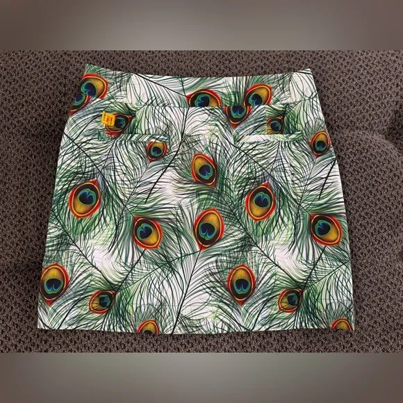 🆕 Loudmouth Woodworth Austin Tayshiss Golf Skort Size 4 Peacock Print NWT
