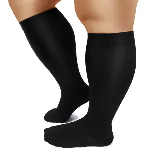 1-Pairs Black Big Calf Compression Socks for Man and Woman (15-20 mmHG）| ACTINPUT