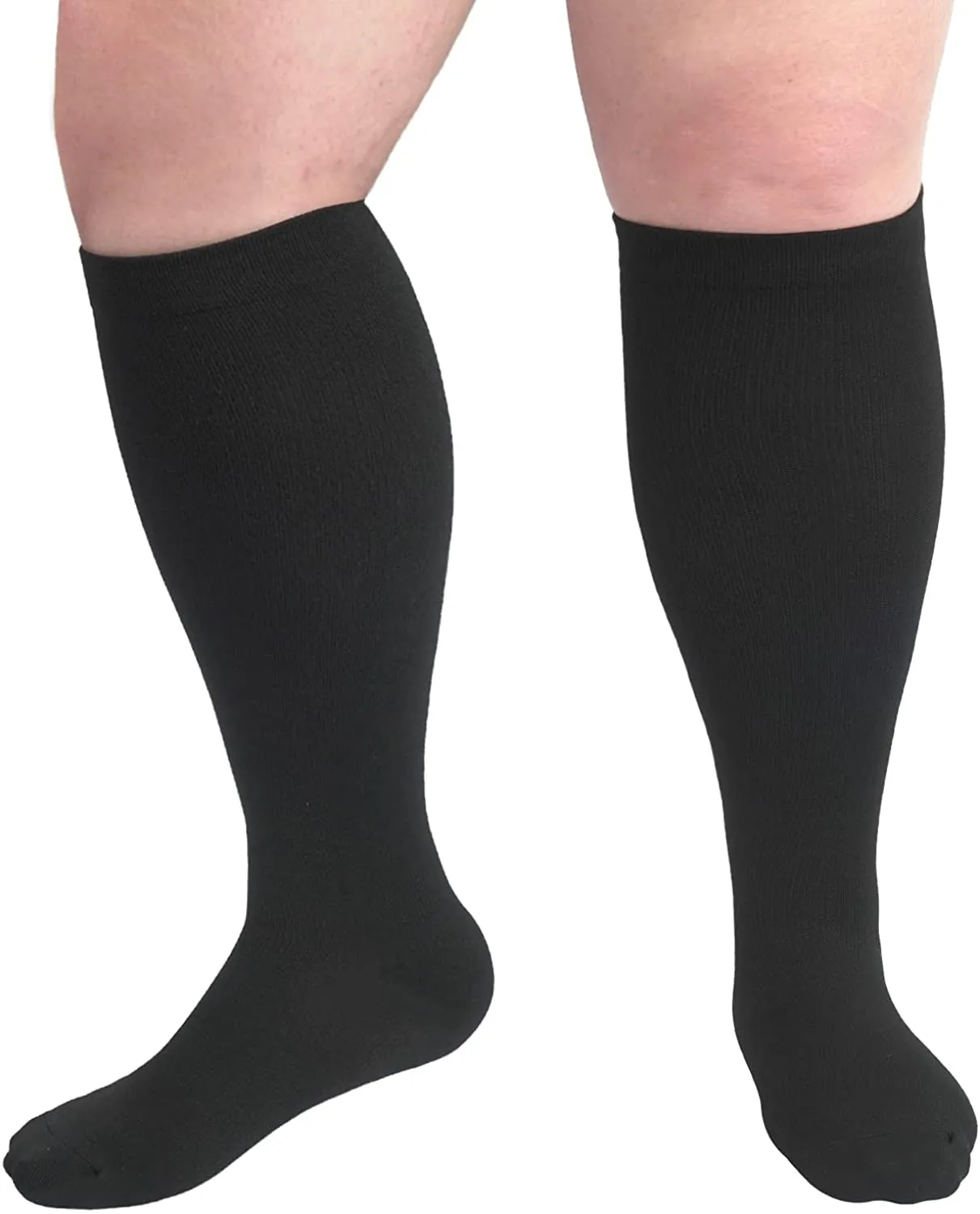 1-Pairs Black Big Calf Compression Socks for Man and Woman (15-20 mmHG）| ACTINPUT