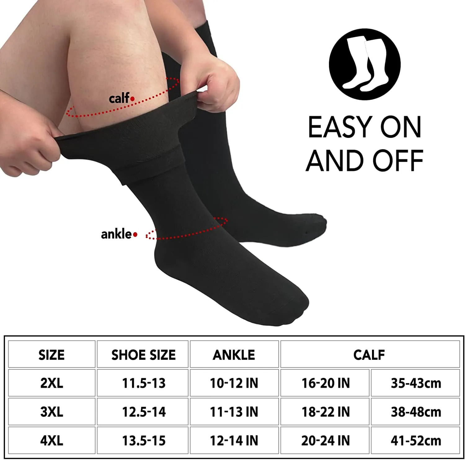 1-Pairs Black Big Calf Compression Socks for Man and Woman (15-20 mmHG）| ACTINPUT