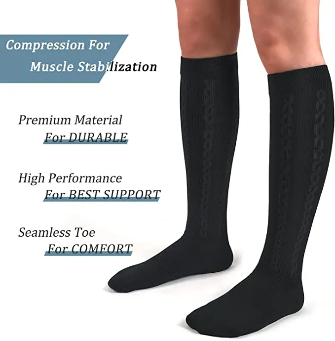 1-Pairs Black Graduated Compression Socks For Men & Women (30-40mmHG) | Actinput