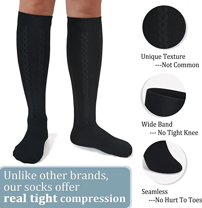 1-Pairs Black Graduated Compression Socks For Men & Women (30-40mmHG) | Actinput