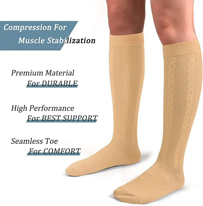 1-Pairs Nude Graduated Compression Socks For Men & Women (30-40mmHG) | Actinput
