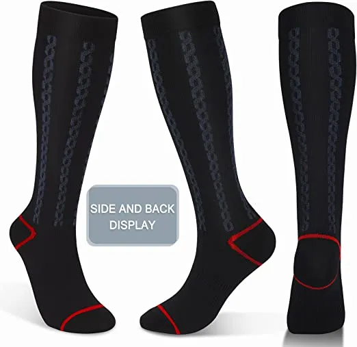 1-Pairs Stripe Black Graduated Compression Socks For Men & Women (30-40mmHG) | Actinput