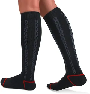 1-Pairs Stripe Black Graduated Compression Socks For Men & Women (30-40mmHG) | Actinput