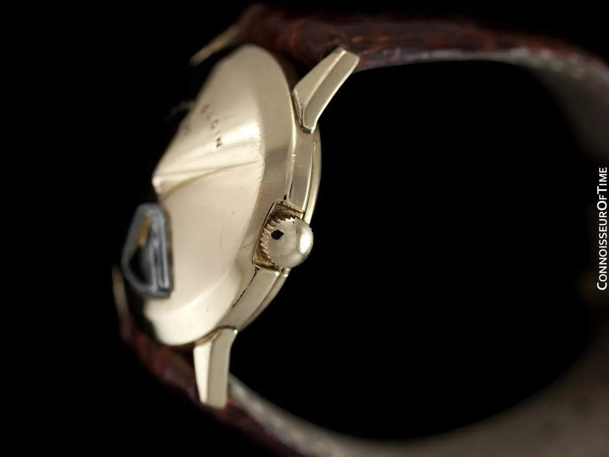 1950's Lord Elgin Direct Read "Chevron" Digital Jump Hour Watch - 14K Gold Filled