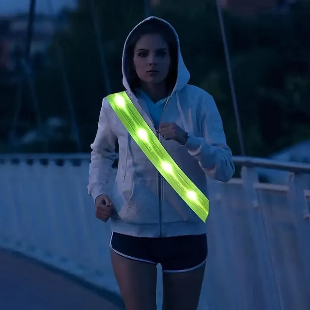 1pc Ultra-Bright Rechargeable LED Safety Vest - Adjustable Reflective Running Gear for Runners with USB Charging, PA Material, and One-Size-Fits-Most Design for Enhanced Visibility and Comfort