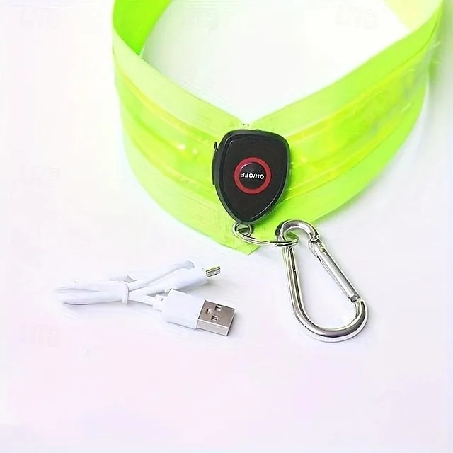 1pc Ultra-Bright Rechargeable LED Safety Vest - Adjustable Reflective Running Gear for Runners with USB Charging, PA Material, and One-Size-Fits-Most Design for Enhanced Visibility and Comfort