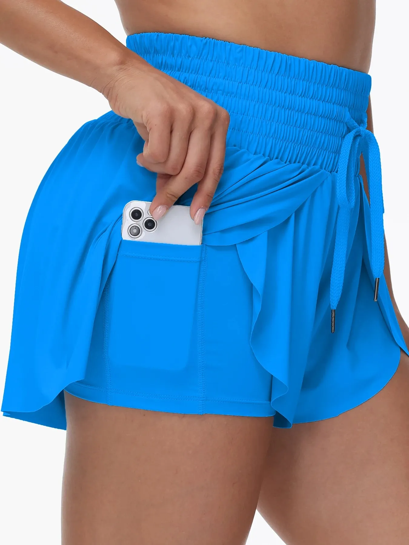 2 IN 1 High Waisted  Flowy Athletic Shorts for Women