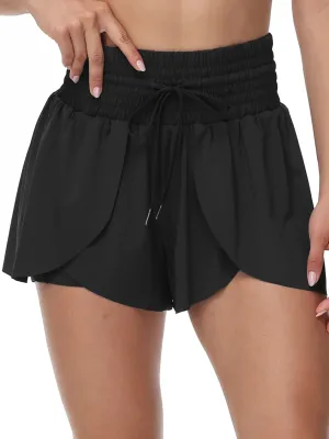 2 IN 1 High Waisted  Flowy Athletic Shorts for Women