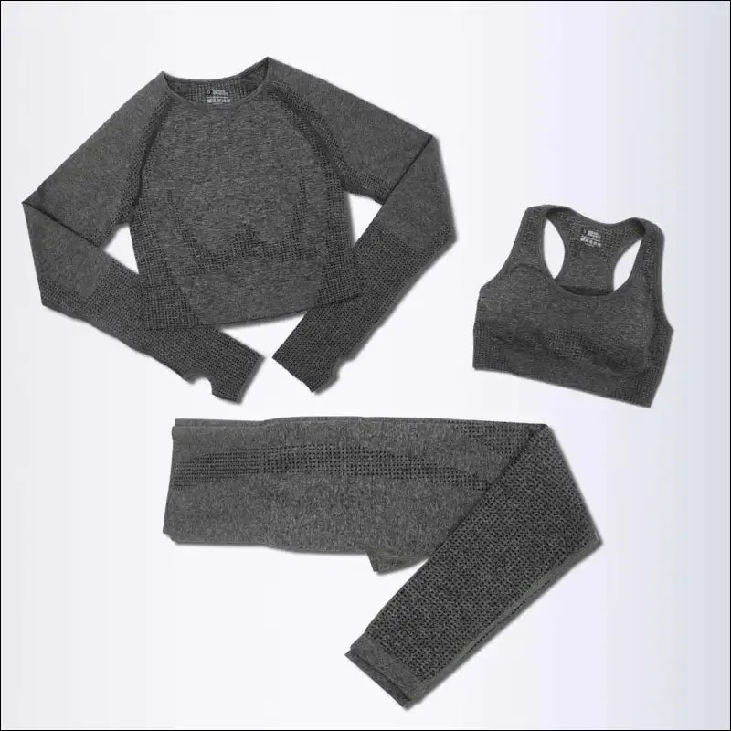 2/3/5pcs seamless yoga set workout sportswear gym clothing fitness long sleeve crop top high waist