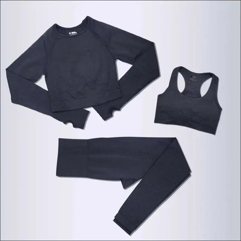 2/3/5pcs seamless yoga set workout sportswear gym clothing fitness long sleeve crop top high waist