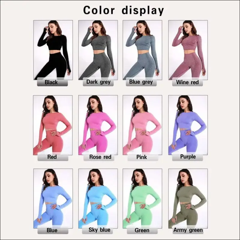 2/3/5pcs seamless yoga set workout sportswear gym clothing fitness long sleeve crop top high waist