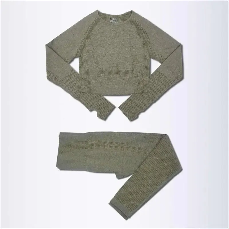 2/3/5pcs seamless yoga set workout sportswear gym clothing fitness long sleeve crop top high waist
