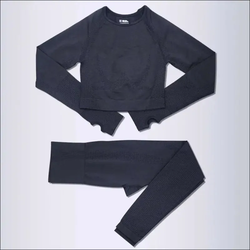 2/3/5pcs seamless yoga set workout sportswear gym clothing fitness long sleeve crop top high waist