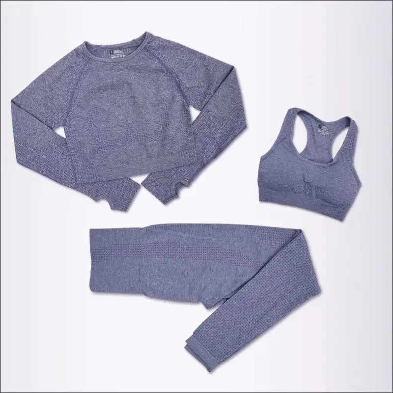 2/3/5pcs seamless yoga set workout sportswear gym clothing fitness long sleeve crop top high waist