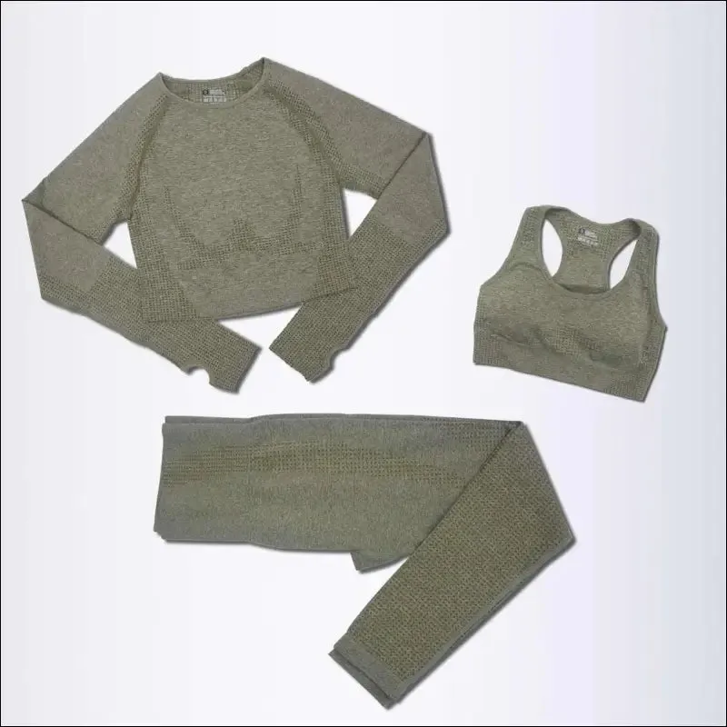 2/3/5pcs seamless yoga set workout sportswear gym clothing fitness long sleeve crop top high waist