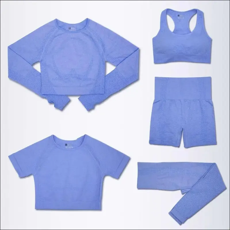 2/3/5pcs seamless yoga set workout sportswear gym clothing fitness long sleeve crop top high waist