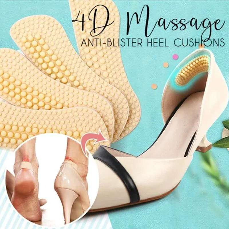 3 Pairs 4D Massage Anti-blister Heel Cushions Silicone Heel Pads for High Heels Flats EDF88