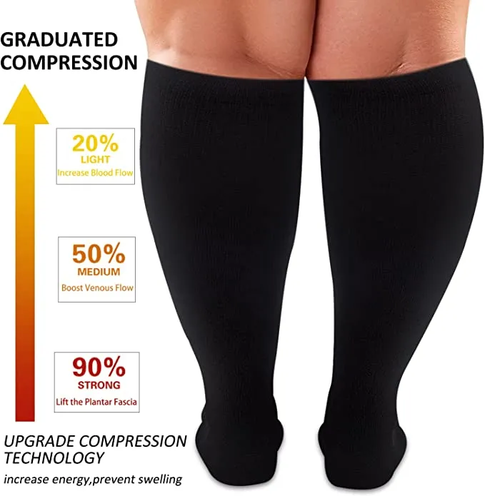 3-Pairs Black Calf Compression Socks for Man and Woman (20-30 mmHG） | ACTINPUT