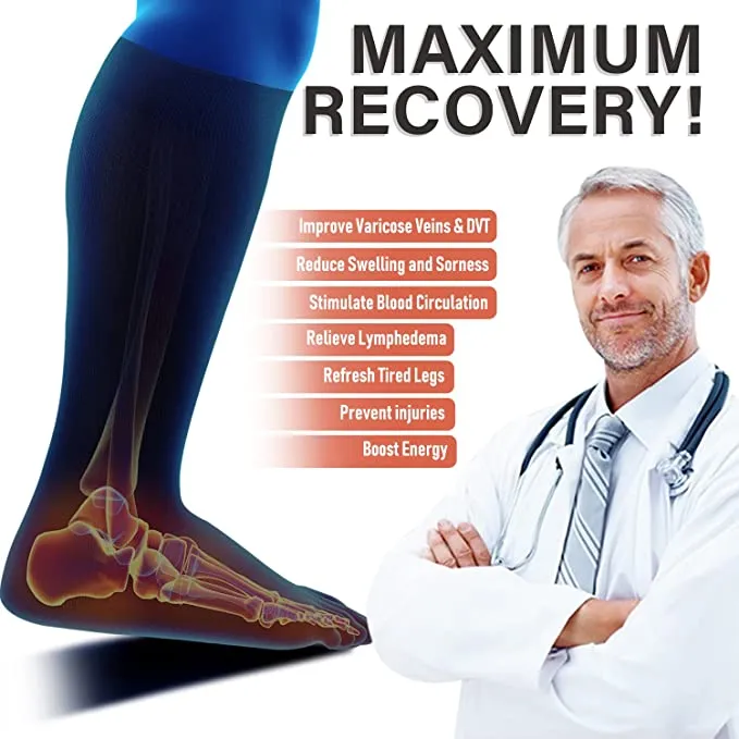 3-Pairs Black Calf Compression Socks for Man and Woman (20-30 mmHG） | ACTINPUT