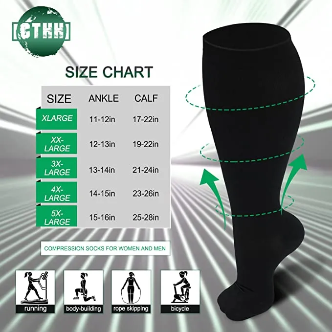 3-Pairs Black Calf Compression Socks for Man and Woman (20-30 mmHG） | ACTINPUT