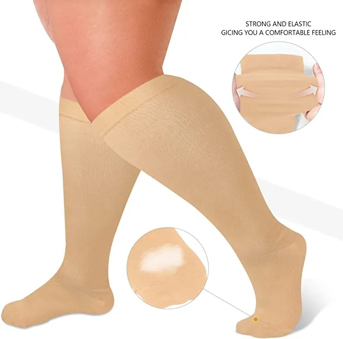 3-Pairs Black/Nude Calf Compression Socks for Man and Woman (20-30 mmHG）| ACTINPUT