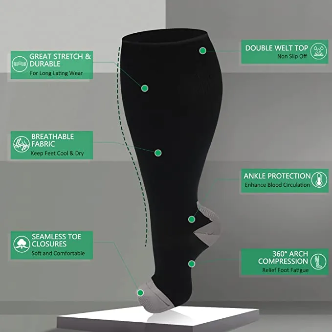 3-Pairs Cool Calf Compression Socks for Man and Woman (20-30 mmHG）| ACTINPUT