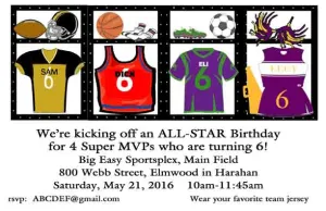 4 LOCKERS MIXED SPORTS CUSTOM INVITATION