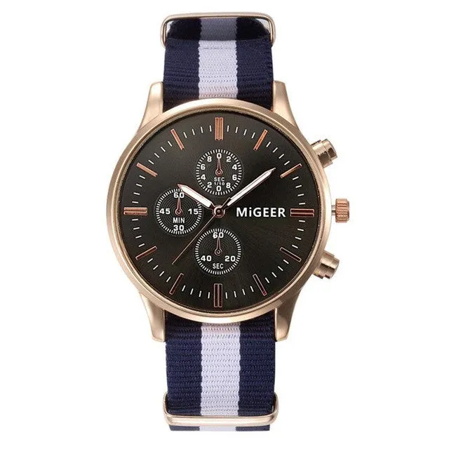6 Colors Men Nylon Strap Quartz Watch Casual Sport Business Wristwatch Analog Large Round Dial Watches Men Birthday Gift LL@17