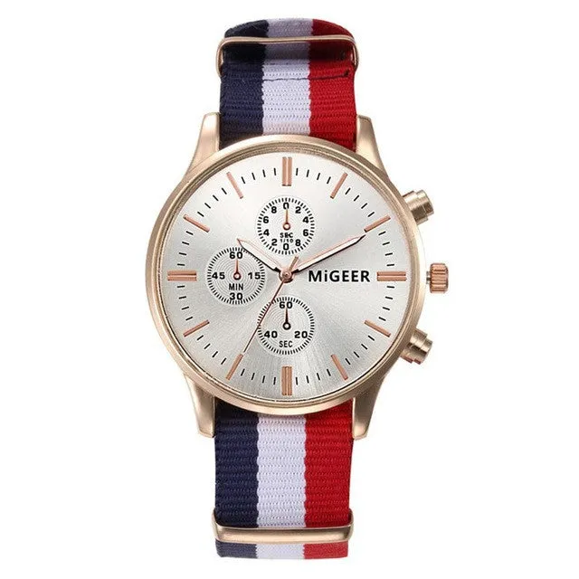 6 Colors Men Nylon Strap Quartz Watch Casual Sport Business Wristwatch Analog Large Round Dial Watches Men Birthday Gift LL@17