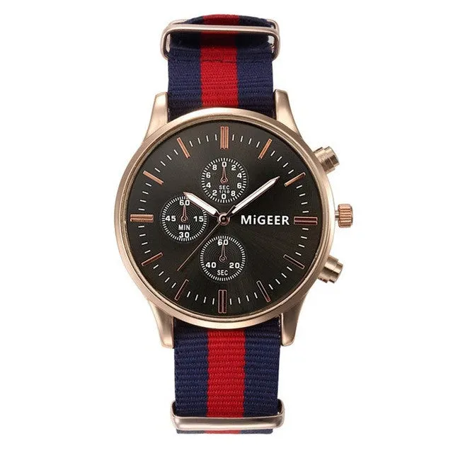 6 Colors Men Nylon Strap Quartz Watch Casual Sport Business Wristwatch Analog Large Round Dial Watches Men Birthday Gift LL@17
