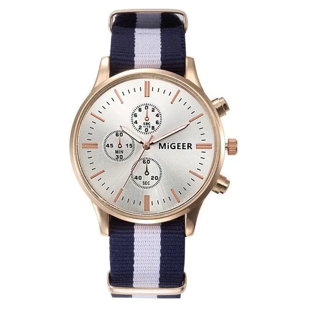 6 Colors Men Nylon Strap Quartz Watch Casual Sport Business Wristwatch Analog Large Round Dial Watches Men Birthday Gift LL@17