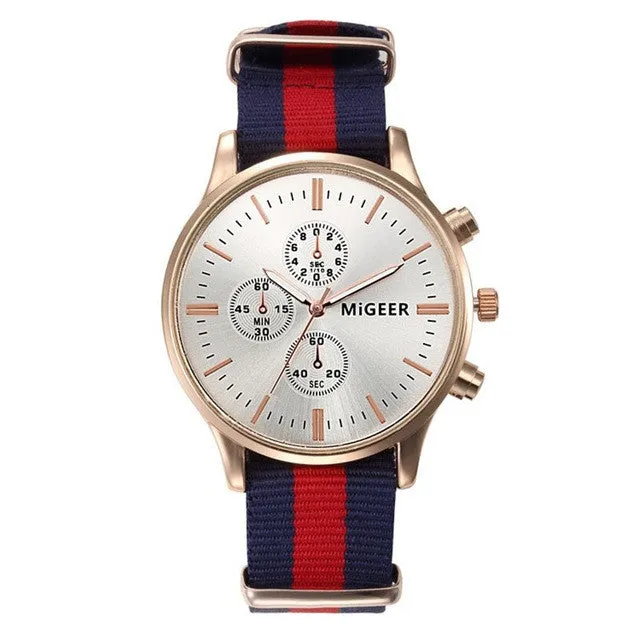 6 Colors Men Nylon Strap Quartz Watch Casual Sport Business Wristwatch Analog Large Round Dial Watches Men Birthday Gift LL@17