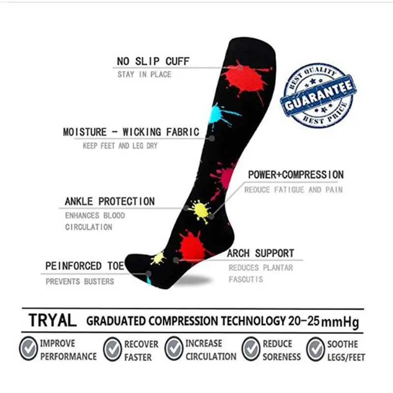 8-Pairs Cool Design Compression Socks for Man and Woman (20-30 mmHG）| ACTINPUT