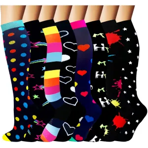 8-Pairs Cool Design Compression Socks for Man and Woman (20-30 mmHG）| ACTINPUT