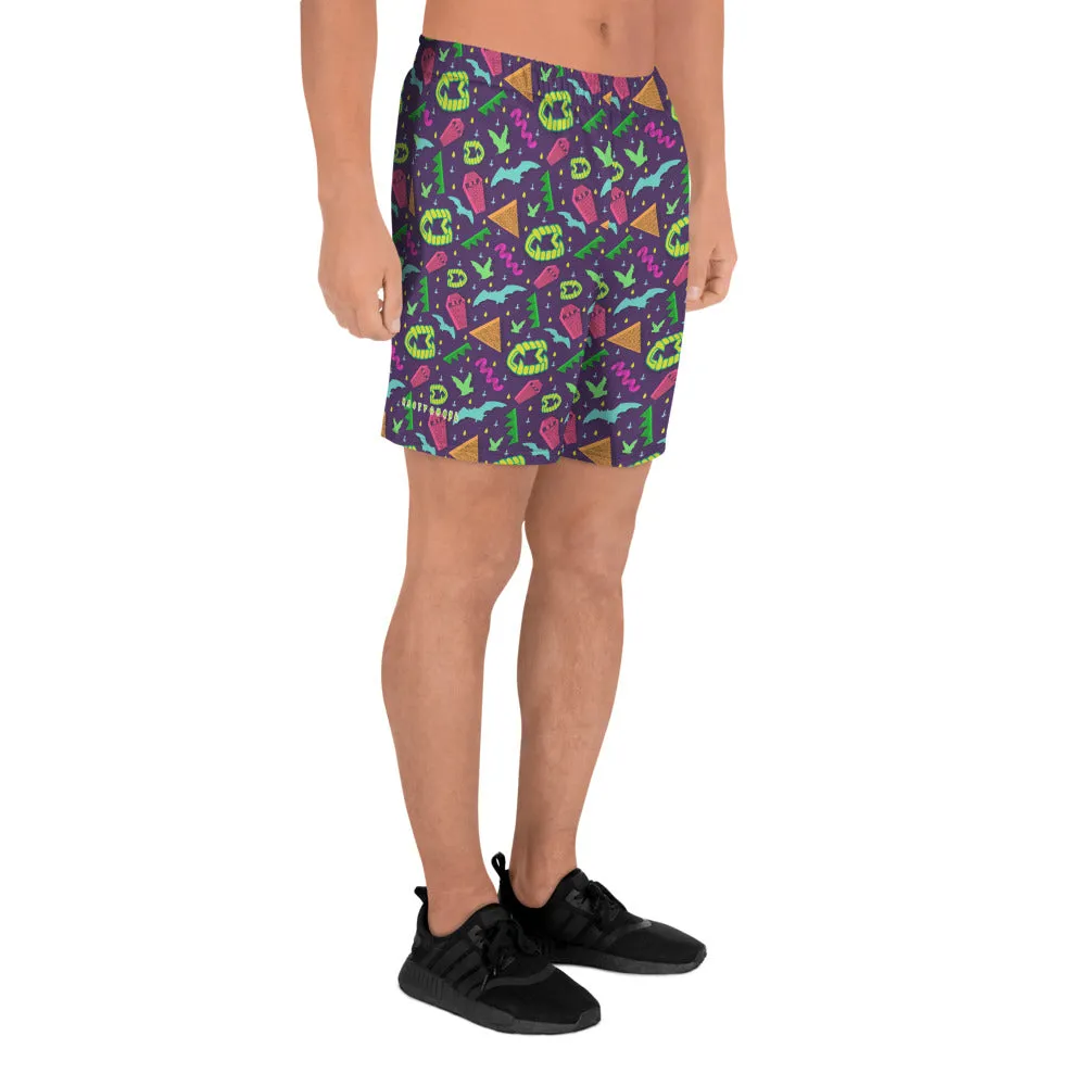 90s Style Goth Vampire Pattern Men's Athletic Long Shorts / All Over Print