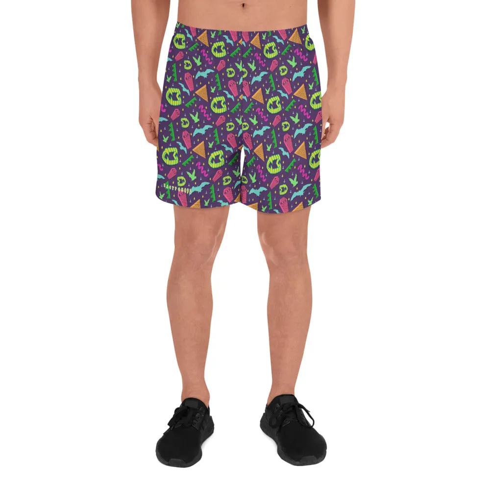 90s Style Goth Vampire Pattern Men's Athletic Long Shorts / All Over Print