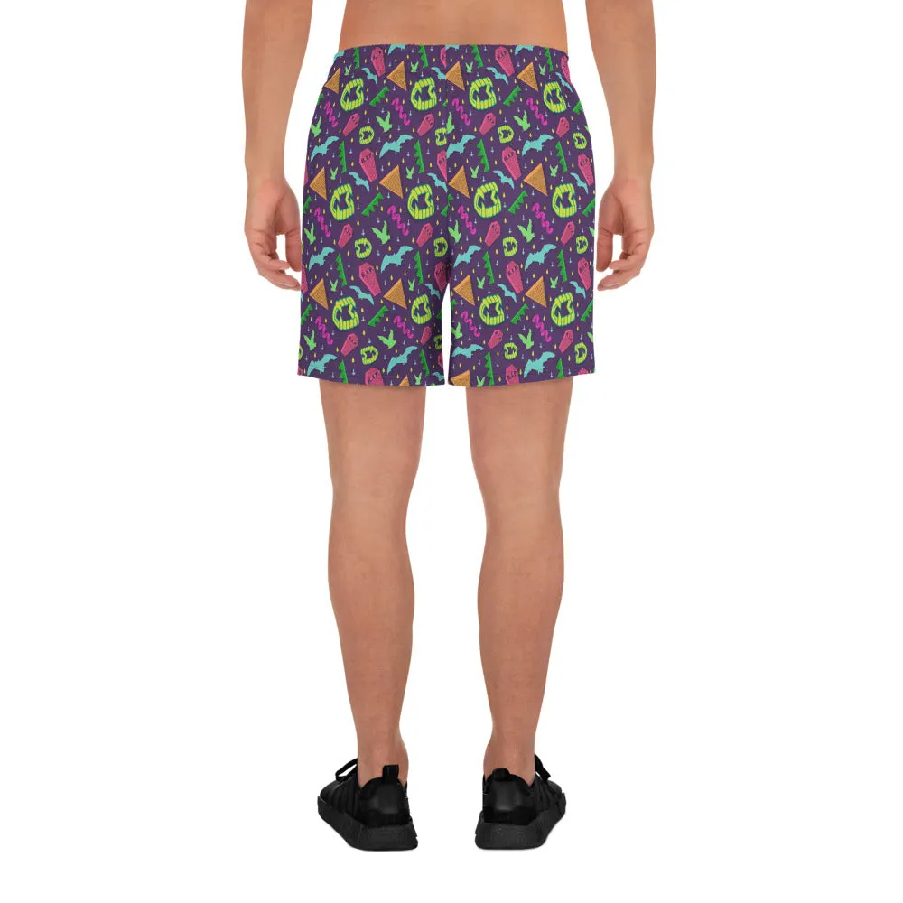 90s Style Goth Vampire Pattern Men's Athletic Long Shorts / All Over Print