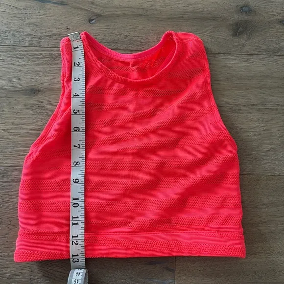 ADAM SELMAN SPORT Racerback Crop Sports Bra Perforated Stripe Watermelon Pink
