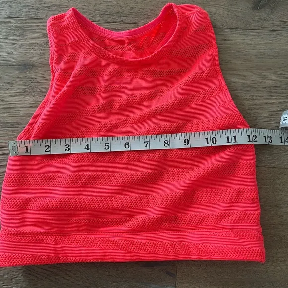 ADAM SELMAN SPORT Racerback Crop Sports Bra Perforated Stripe Watermelon Pink