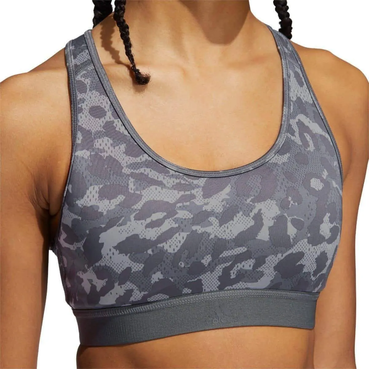 adidas Believe This Medium Support Graphic Womens Sports Bra - Grey