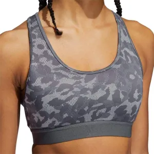 adidas Believe This Medium Support Graphic Womens Sports Bra - Grey