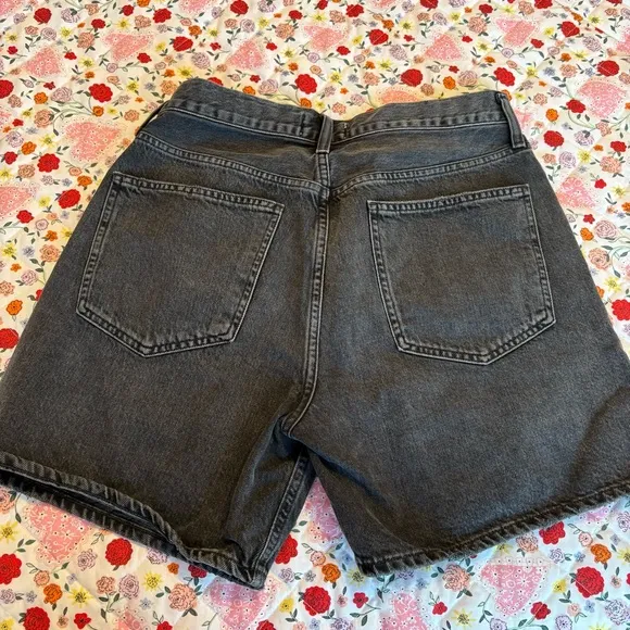 AGOLDE Criss Cross Upsized Denim Shorts Photogram Black