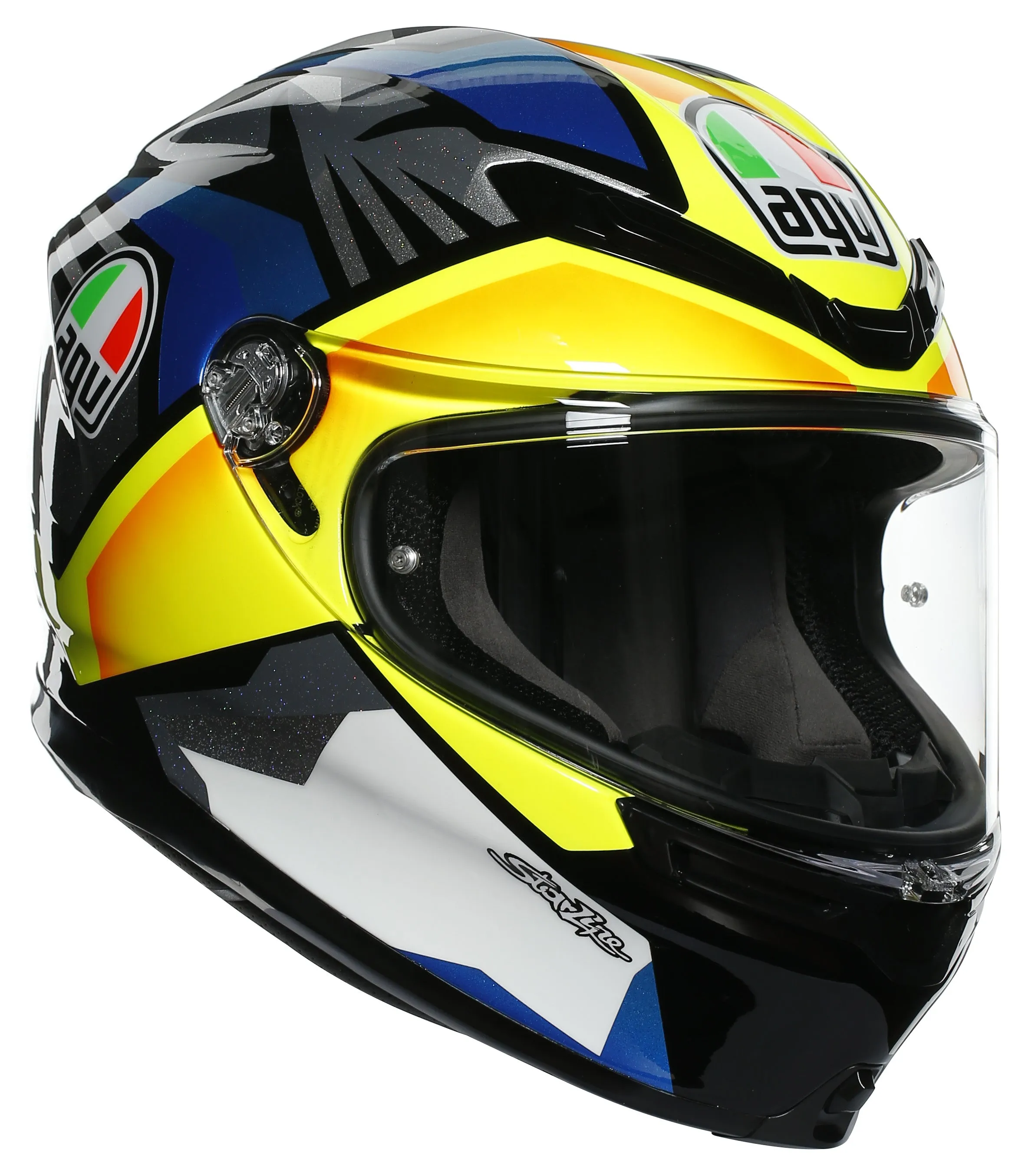 AGV K-6 Full-Face Motorcycle Helmet - Joan Black/Blue/Yellow