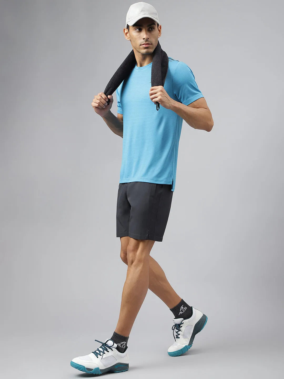 Alcis Men Dark Grey Train-Tech Anti-Static Slim-Fit Running Shorts