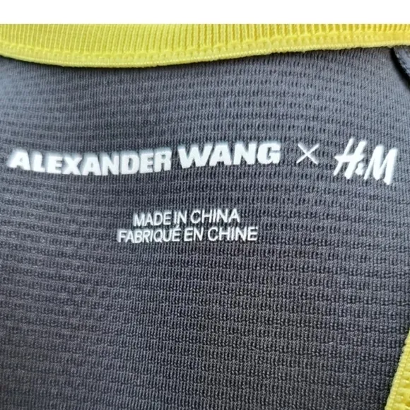 Alexander Wang X H&amp;M Racerback Scuba Bra Sport Top Black Yellow SZ 38/ US 8