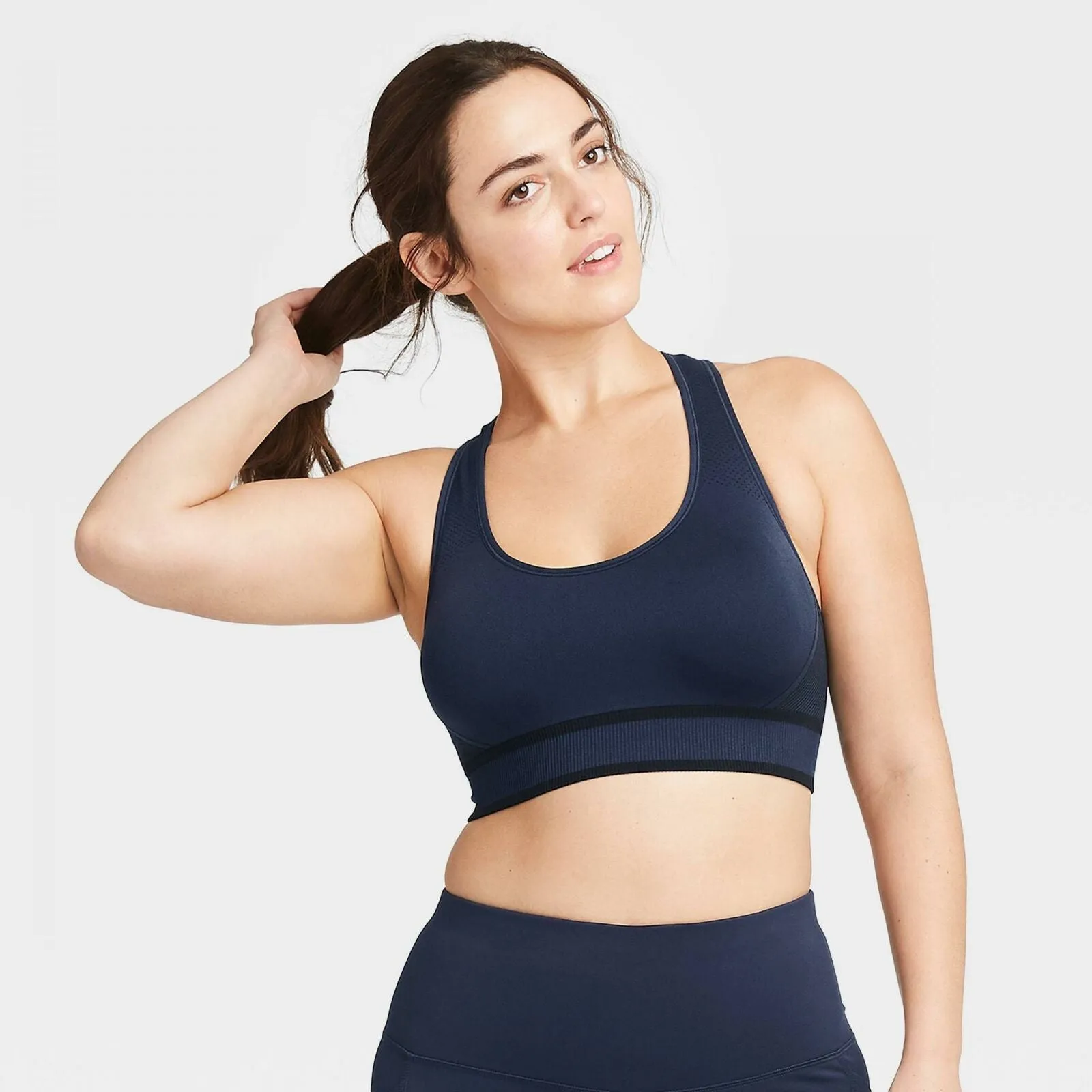 All In Motion Women's Medium Support 2-Tone Seamless Racerback Bra