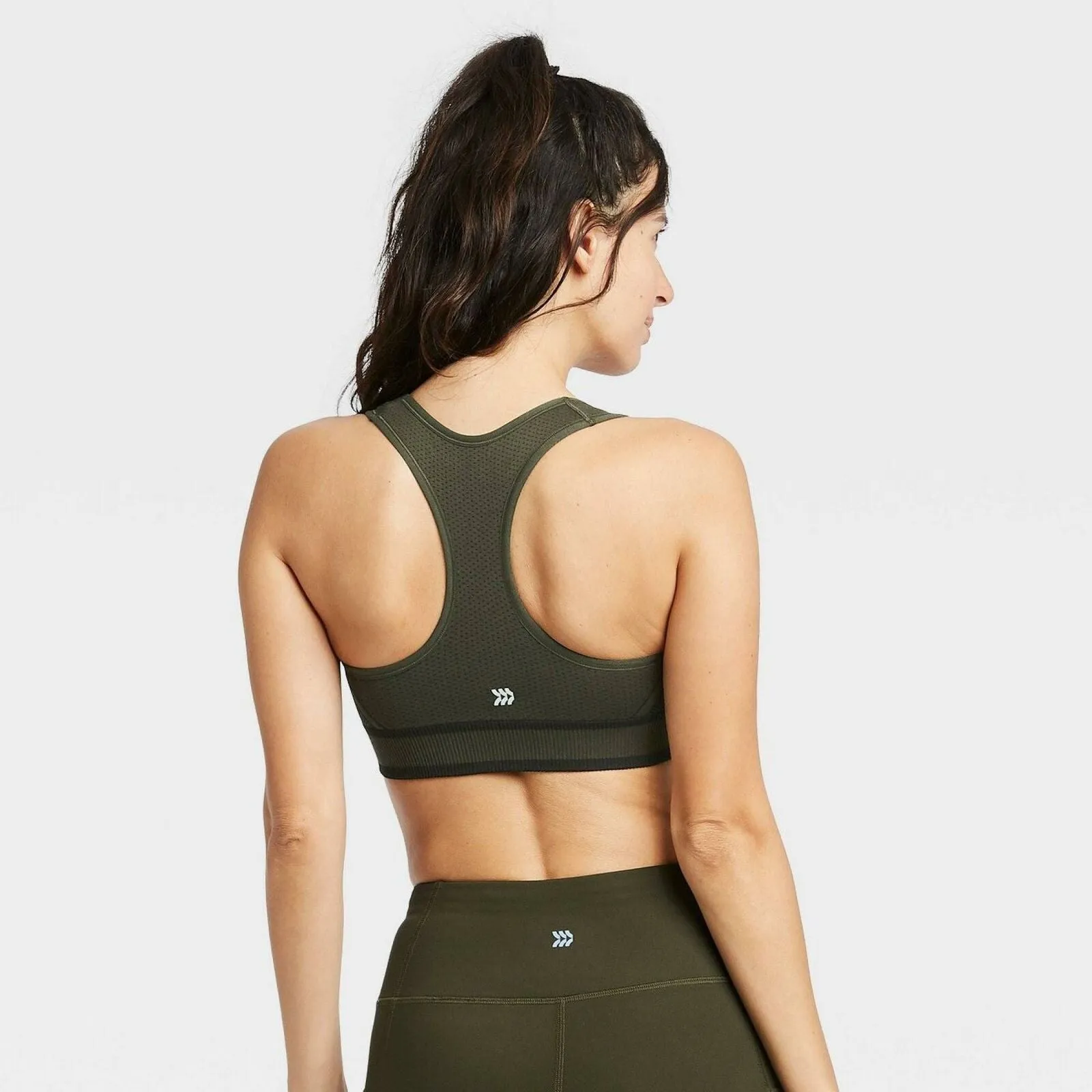 All In Motion Women's Medium Support 2-Tone Seamless Racerback Bra