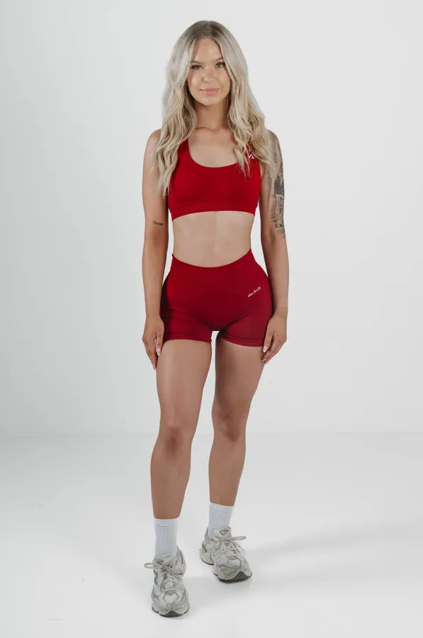 Amplify Seamless Halter Bra - Cherry Red